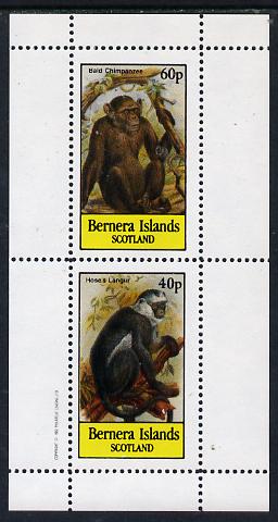 Bernera 1982 Primates (Hose's Langur) perf  set of 2 values (40p & 60p) unmounted mint, stamps on , stamps on  stamps on animals    apes