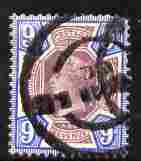 Great Britain 1887-1900 QV Jubilee 9d purple & blue heavy circular cancel cat A340, stamps on , stamps on  stamps on great britain 1887-1900 qv jubilee 9d purple & blue heavy circular cancel cat \a340