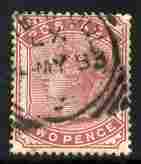 Great Britain 1880-81 QV 2d rose good used squared circle cancel cat A390, stamps on , stamps on  stamps on great britain 1880-81 qv 2d rose good used squared circle cancel cat \a390