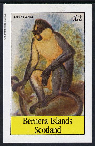 Bernera 1982 Primates (Everetts Langur) imperf deluxe sheet (£2 value) unmounted mint, stamps on animals    apes