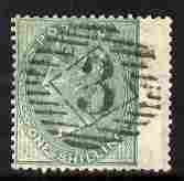 Great Britain 1855-57 QV 1s green wmk emblems wing margin with light numeral cancel SG72 cat \A3260, stamps on 
