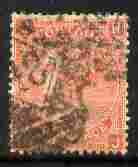 Great Britain 1865-67 QV 4d vermilion plate 8 sound used blurred cancel SG94 cat 0, stamps on 