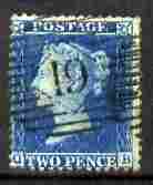 Great Britain 1854-57 QV 2d blue large Crown perf 14 good used SG34/5 cat 0, stamps on 