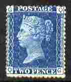 Great Britain 1858-79 QV 2d blue plate 15 mounted mint SG47 cat 00, stamps on 