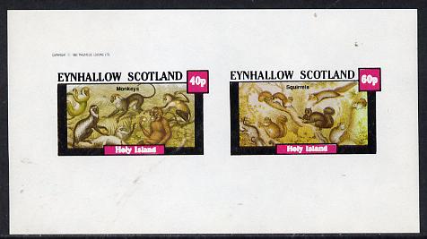 Eynhallow 1982 Animals #10 (Monkeys & Squirrels) imperf  set of 2 values (40p & 60p) unmounted mint, stamps on , stamps on  stamps on animals, stamps on apes, stamps on squirrels, stamps on rodents
