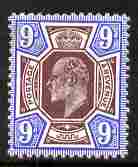 Great Britain 1902-13 KE7 9d purple & blue mounted mint cat A360, stamps on , stamps on  stamps on great britain 1902-13 ke7 9d purple & blue mounted mint cat \a360