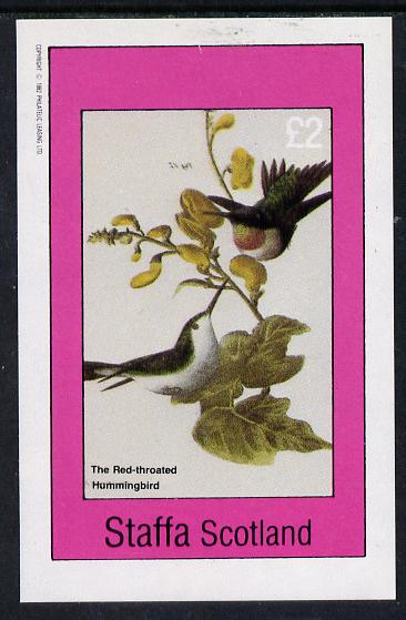 Staffa 1982 Birds #29 (Red Throated Humming Bird) imperf deluxe sheet (£2 value) unmounted mint, stamps on birds, stamps on humming-birds, stamps on hummingbirds