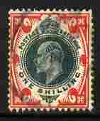 Great Britain 1902-13 KE7 1s green & red good colour fine used cat A335, stamps on , stamps on  stamps on great britain 1902-13 ke7 1s green & red good colour fine used cat \a335