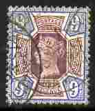 Great Britain 1887-1900 QV Jubilee 9d purple & blue fine cds used cat A340, stamps on , stamps on  stamps on great britain 1887-1900 qv jubilee 9d purple & blue fine cds used cat \a340