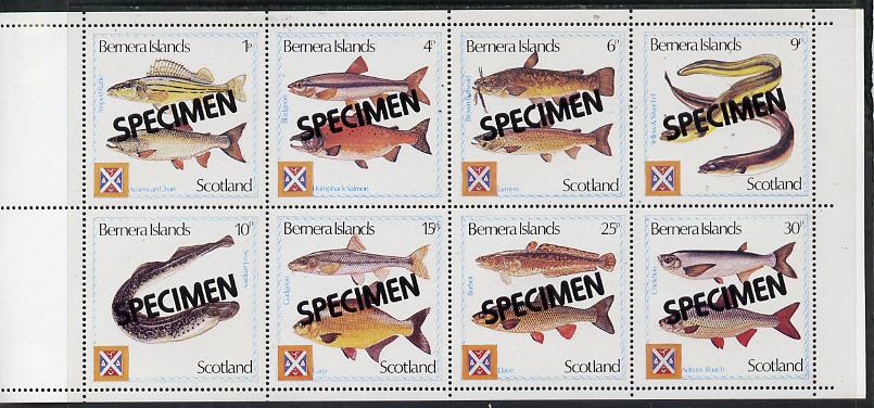 Bernera 1978 Fish perf set of 8 opt'd SPECIMEN unmounted mint, stamps on , stamps on  stamps on fish     marine-life