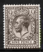 Great Britain 1912-24 KG5 9d agate Royal Cypher mounted mint SG392 cat A315, stamps on , stamps on  stamps on great britain 1912-24 kg5 9d agate royal cypher mounted mint sg392 cat \a315