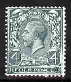 Great Britain 1912-24 KG5 4d pale grey-green Royal Cypher mounted mint SG 380 cat \A325, stamps on 