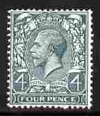 Great Britain 1912-24 KG5 4d pale grey-green Royal Cypher mounted mint SG 380 cat A325, stamps on , stamps on  stamps on great britain 1912-24 kg5 4d pale grey-green royal cypher mounted mint sg 380 cat \a325