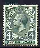 Great Britain 1912-24 KG5 4d grey-green Royal Cypher mounted mint SG 379 cat A315, stamps on , stamps on  stamps on great britain 1912-24 kg5 4d grey-green royal cypher mounted mint sg 379 cat \a315