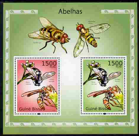 Guinea - Bissau 2010 Wasps perf s/sheet containing 2 values unmounted mint , stamps on insects, stamps on wasps