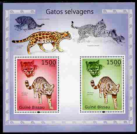 Guinea - Bissau 2010 Cats perf s/sheet containing 2 values unmounted mint , stamps on animals, stamps on cats