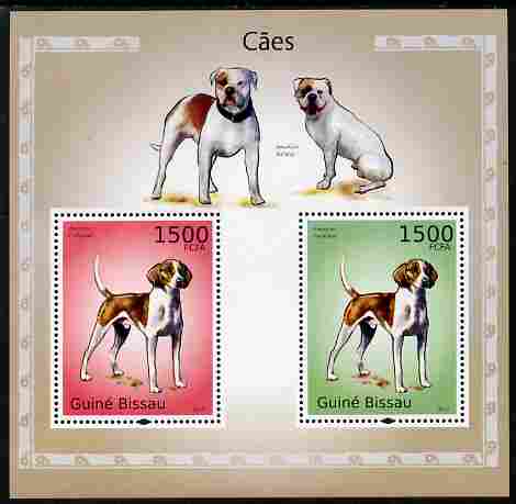 Guinea - Bissau 2010 Dogs perf s/sheet containing 2 values unmounted mint , stamps on animals, stamps on dogs