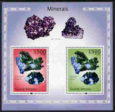 Guinea - Bissau 2010 Minerals perf s/sheet containing 2 values unmounted mint , stamps on , stamps on  stamps on minerals