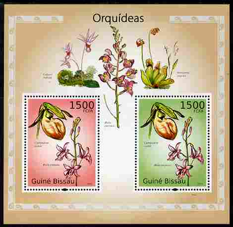 Guinea - Bissau 2010 Orchids perf s/sheet containing 2 values unmounted mint , stamps on , stamps on  stamps on flowers, stamps on  stamps on orchids