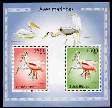 Guinea - Bissau 2010 Sea Birds perf s/sheet containing 2 values unmounted mint , stamps on birds, stamps on 