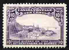 Canada 1908 Tercentenary 10c violet well centred but without gum SG 193, stamps on , stamps on  stamps on canada 1908 tercentenary 10c violet well centred but without gum sg 193