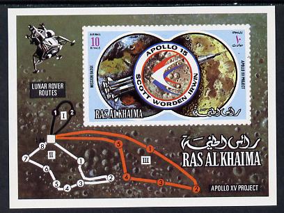 Ras Al Khaima 1971 Apollo 15 imperf m/sheet (Mi BL 103) unmounted mint, stamps on space