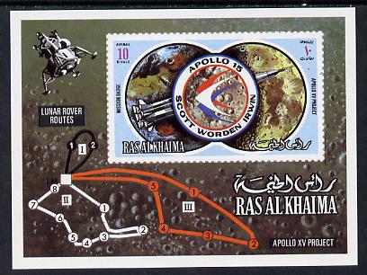 Ras Al Khaima 1971 Apollo 15 imperf m/sheet (Mi BL 103) unmounted mint, stamps on , stamps on  stamps on space