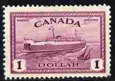 Canada 1946-47 KG6 Peace $1 Train Ferry unused without gum SG 406, stamps on 