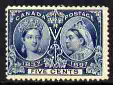 Canada 1897 QV Jubilee 5c blue mounted mint, SG 127/8, stamps on 