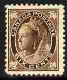 Canada 1897-98 QV Maple Leaf 6c brown unused without gum SG 147, stamps on 
