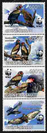 Guinea - Bissau 2011 WWF - Bateleur Eagle perf set of 4 in se-tenant strip unmounted mint , stamps on birds, stamps on  wwf , stamps on birds of prey, stamps on eagles