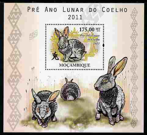 Mozambique 2010 Chinese New Year - Year of the Rabbit perf s/sheet unmounted mint , stamps on , stamps on  stamps on lunar, stamps on  stamps on rabbits, stamps on  stamps on lunar, stamps on  stamps on lunar new year