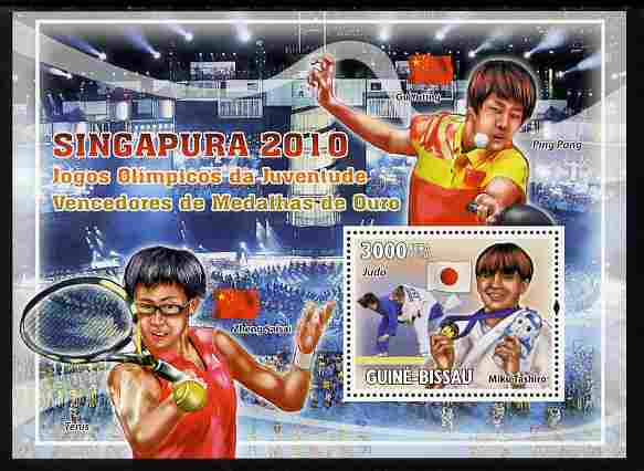 Guinea - Bissau 2010 Singapore Youth Olympics perf s/sheet unmounted mint , stamps on olympics, stamps on youth, stamps on sport, stamps on judo, stamps on table tennis, stamps on tennis, stamps on martial arts