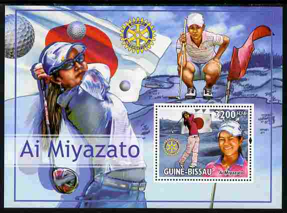 Guinea - Bissau 2010 Japanese Golfers - Ai Miyazato perf s/sheet with Rotary Logo unmounted mint , stamps on personalities, stamps on golf, stamps on sport, stamps on women, stamps on rotary