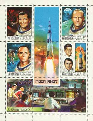 Ras Al Khaima 1969 Apollo 12 perf sheetlet containing set of 5 unmounted mint, Mi 339-42A, stamps on , stamps on  stamps on space, stamps on  stamps on computers, stamps on  stamps on kennedy, stamps on  stamps on von braun, stamps on  stamps on rockets