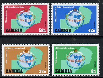 Zambia 1980 75th Anniversary of Rotary International set of 4 unmounted mint, SG 306-09, stamps on , stamps on  stamps on rotary