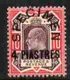 British Levant 1902-05 KE7 4pi on 10d overprinted SPECIMEN fresh with gum SG 10s (only about 750 produced), stamps on , stamps on  stamps on specimen