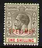 Bahamas 1912-18 KG5 1s MCA overprinted SPECIMEN fresh with gum SG 87s (only about 400 produced), stamps on specimen