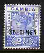 Gambia 1898-1902 QV Key Plate 2.5d Crown CA overprinted SPECIMEN fresh with gum SG 40s (only about 750 produced), stamps on , stamps on  stamps on specimen