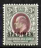 Kenya, Uganda & Tanganyika 1903-04 KE7 Crown CA 3a overprinted SPECIMEN fresh with gum SG 5s (only about 750 produced), stamps on specimen