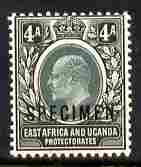 Kenya, Uganda & Tanganyika 1903-04 KE7 Crown CA 4a overprinted SPECIMEN fresh with gum SG 6s (only about 750 produced), stamps on specimen