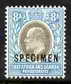Kenya, Uganda & Tanganyika 1903-04 KE7 Crown CA 8a overprinted SPECIMEN fresh with gum SG 8s (only about 750 produced), stamps on specimen