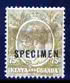 Kenya, Uganda & Tanganyika 1922-27 KG5 75c Script CA overprinted SPECIMEN fresh with gum but sl staining SG 86s (only about 400 produced), stamps on , stamps on  stamps on specimen
