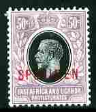 Kenya, Uganda & Tanganyika 1921-22 KG5 50c Script CA overprinted SPECIMEN very fresh with gum SG 71s (only about 400 produced), stamps on , stamps on  stamps on specimen