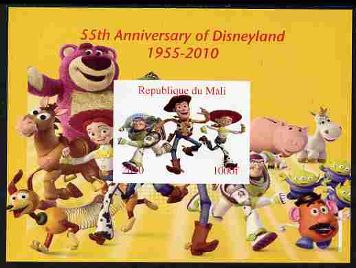 Mali 2010 55th Anniversary of Disneyland - Toy Story #1 imperf s/sheet unmounted mint. Note this item is privately produced and is offered purely on its thematic appeal, stamps on disney, stamps on toys, stamps on films, stamps on cinema, stamps on movies