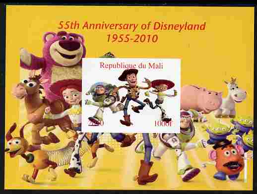 Mali 2010 55th Anniversary of Disneyland - Toy Story #1 imperf s/sheet unmounted mint. Note this item is privately produced and is offered purely on its thematic appeal, stamps on , stamps on  stamps on disney, stamps on  stamps on toys, stamps on  stamps on films, stamps on  stamps on cinema, stamps on  stamps on movies