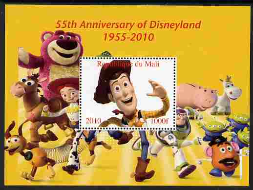 Mali 2010 55th Anniversary of Disneyland - Toy Story #2 perf s/sheet unmounted mint. Note this item is privately produced and is offered purely on its thematic appeal, stamps on disney, stamps on toys, stamps on films, stamps on cinema, stamps on movies