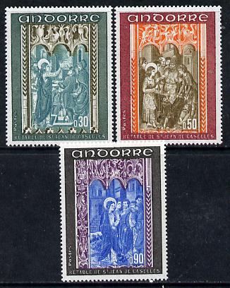 Andorra - French 1971 Altar Screens (3rd series) set of 3 SG F 233-35, stamps on , stamps on  stamps on religion    