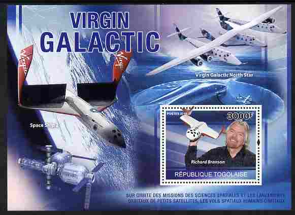 Togo 2010 Virgin Galactic perf m/sheet unmounted mint , stamps on , stamps on  stamps on transport, stamps on  stamps on aviation, stamps on  stamps on space, stamps on  stamps on 