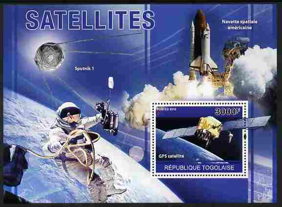 Togo 2010 Satellites perf m/sheet unmounted mint , stamps on space, stamps on rockets, stamps on satellites, stamps on shuttle